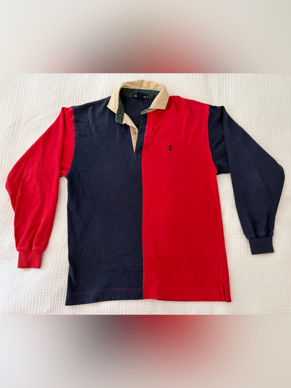 Vintage Nautica Red and Navy Rugby Shirt